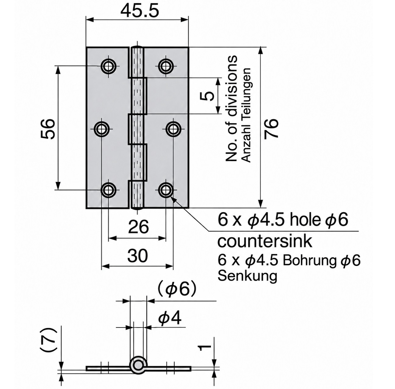 2 pezzi di cerniera avvitata di alta qualità, realizzati in acciaio inossidabile SUS304, capacità di carico: 10 kg (22 lbs), 76 mm (2-63/64"), B-1059-2. Cerniera robusta e piatta per porte meccaniche, porte di contenimento, portelli di manutenzione e molto altro, di TAKIGEN (Giappone) - immagine 2