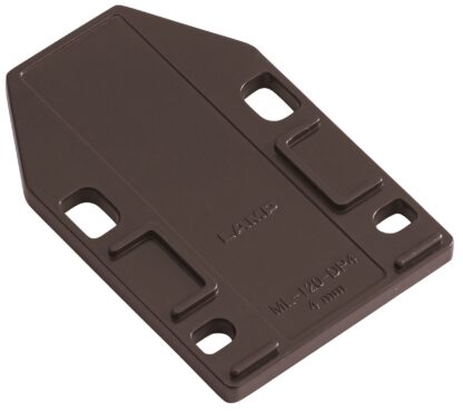 4 pezzi piastra distanziatrice, in poliacetale, superficie: marrone, 70 mm (2-3/4"), ML-120-DP4-BR. Piastra di compensazione per chiusure magnetiche a scatto ML-120BR, ML-120W e ML-120BL di Sugatsune, di Sugatsune / LAMP® (Giappone) - immagine 5
