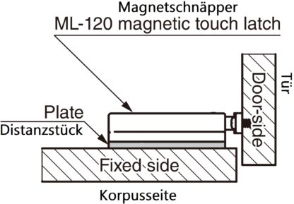 4 pezzi piastra distanziatrice, in poliacetale, superficie: marrone, 70 mm (2-3/4"), ML-120-DP4-BR. Piastra di compensazione per chiusure magnetiche a scatto ML-120BR, ML-120W e ML-120BL di Sugatsune, di Sugatsune / LAMP® (Giappone) - immagine 3