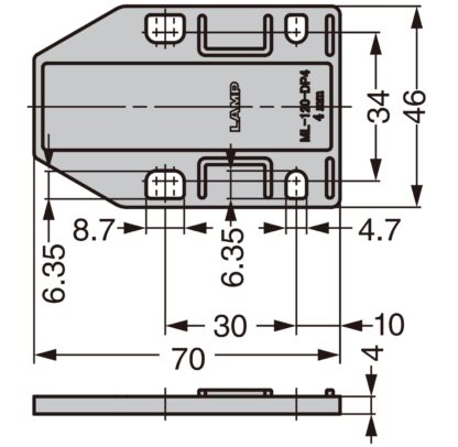 4 pezzi piastra distanziatrice, in poliacetale, superficie: marrone, 70 mm (2-3/4"), ML-120-DP4-BR. Piastra di compensazione per chiusure magnetiche a scatto ML-120BR, ML-120W e ML-120BL di Sugatsune, di Sugatsune / LAMP® (Giappone) - immagine 2