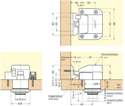 Chiusura a scatto di alta qualità con funzione di maniglia, in ottone, superficie: color oro, lucido lucido, versione: rotondo, TLP-G e TLP-LBM(W). Solido moschettone per roulotte, yacht e molto altro, di Sugatsune / LAMP® (Giappone) - immagine 3