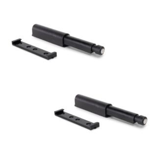 2 pezzi elegante chiusura a scatto, superficie: nero, 62 mm (2-7/16"), versione: magnetica, 2033917. Stabile chiusura push-to-open per ante di mobili, ante di armadi, sportelli e molto altro, di EMUCA
