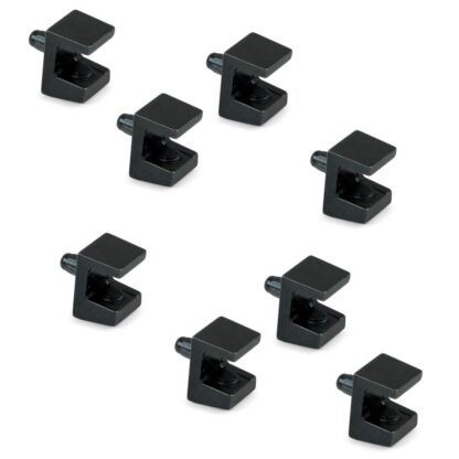 8 pezzi di staffe per ripiani in vetro di alta qualità, superficie: nero, 5 mm (13/64"), 4007953. Staffe per ripiani in vetro per ripiani in vetro, mensole per armadi in vetro, mobili da bagno e molto altro, di EMUCA