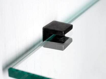 8 pezzi di staffe per ripiani in vetro di alta qualità, superficie: nero, 5 mm (13/64"), 4007953. Staffe per ripiani in vetro per ripiani in vetro, mensole per armadi in vetro, mobili da bagno e molto altro, di EMUCA - immagine 5