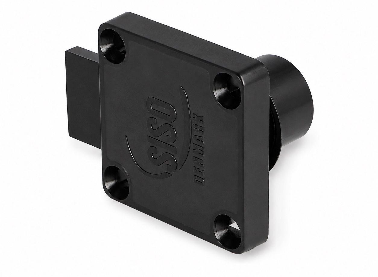 Serratura a scatola di alta qualità, superficie: nera, ⌀19 mm (3/4"), versione: chiusura a sinistra, 14.01.062-5. Robusta serratura a vite per porte di mobili, mobili, mobili, schedari e molto altro, di SISO Danimarca - immagine 2