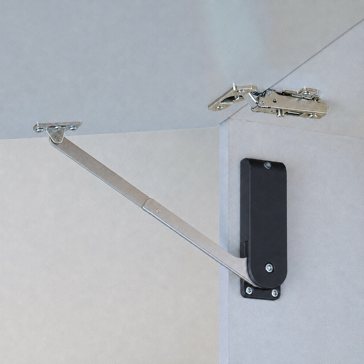 Portaaletta di alta qualità, superficie: nera, versione: sinistra, HDS-30HL-BL. Supporto robusto per alette pieghevole, mobili da cucina e molto altro, di Sugatsune / LAMP® (Giappone) - immagine 4