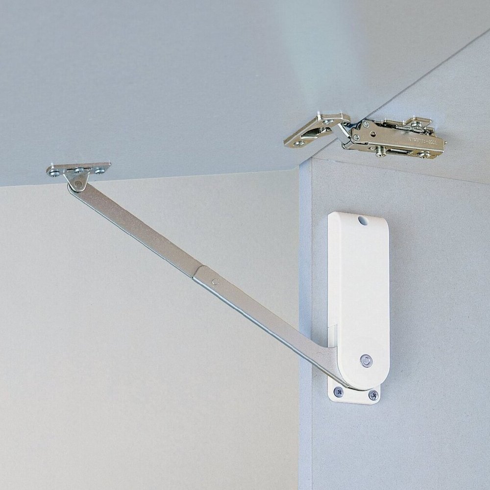 Portaaletta di alta qualità, superficie: bianca, versione: sinistra, HDS-30HL-WT. Supporto robusto per alette pieghevole, mobili da cucina e molto altro, di Sugatsune / LAMP® (Giappone) - immagine 4