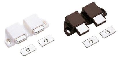Chiusura a scatto magnetica compatta, incl. contropiastra, superficie: bianco, 25 mm (63/64"), versione: con 2 pistoncini, ML-30WW. Apriporta doppio salvaspazio per ante di mobili, ante di armadi e molto altro, di Sugatsune / LAMP® (Giappone) - immagine 3