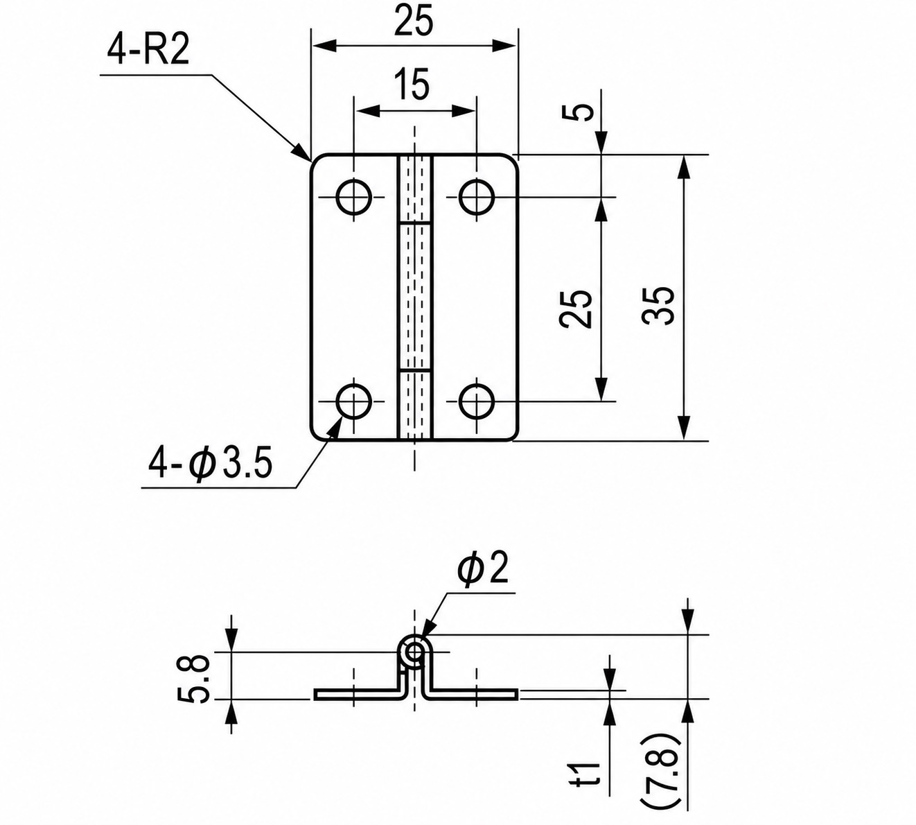 Cerniera offset compatta 2 pezzi, realizzata in acciaio inossidabile SUS304, capacità di carico: 4,5kg (10lbs), 35mm (1-3/8"), TH-25SUS. Cerniera robusta offset per porte spesse, porte di recinto, portelli di manutenzione e altro ancora, di TOCHIGIYA (Giappone) - immagine 2