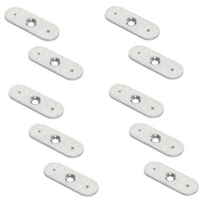 Contropiastra ovale lunga 10 pezzi con foro centrale svasato e due punte di fissaggio, superficie: zincata, 35 mm (1-3/8"), 2030905. controparte per chiusure magnetiche e molto altro, di EMUCA