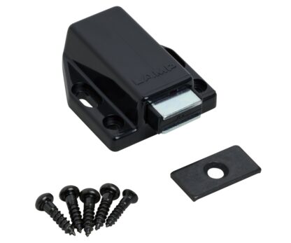 2 pezzi di chiusure magnetiche a scatto di alta qualità, incl. contropiastra, superficie: nero, 38 mm (1-1/2"), ML-80BL. Apriporta push-to-open per ante di mobili, ante di armadi e molto altro, di Sugatsune / LAMP® (Giappone) - immagine 5