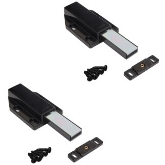 2 chiusure magnetiche a scatto, incl. contropiastra ML-120BL, 70 mm (2-3/4") di Sugatsune, nero, versione: con stantuffo lungo.  Immagine del prodotto