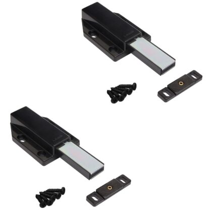 2 chiusure magnetiche a scatto, incl. contropiastra ML-120BL, 70 mm (2-3/4") di Sugatsune, nero, versione: con stantuffo lungo. Immagine del prodotto