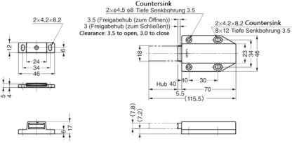 2 chiusure magnetiche a scatto, incl. contropiastra, superficie: nera, 70 mm (2-3/4"), versione: con stantuffo lungo, ML-120BL. Apriporta push-to-open per ante di mobili, ante di armadi e molto altro, di Sugatsune / LAMP® (Giappone) - immagine 2