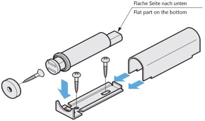 2 chiusure magnetiche a scatto, con custodia in acciaio inox, incl. contropiastra, MC-S60. Apriporta push-to-open per ante di mobili, ante di armadi, sportelli di armadi e molto altro, di Sugatsune / LAMP® (Giappone) - immagine 3