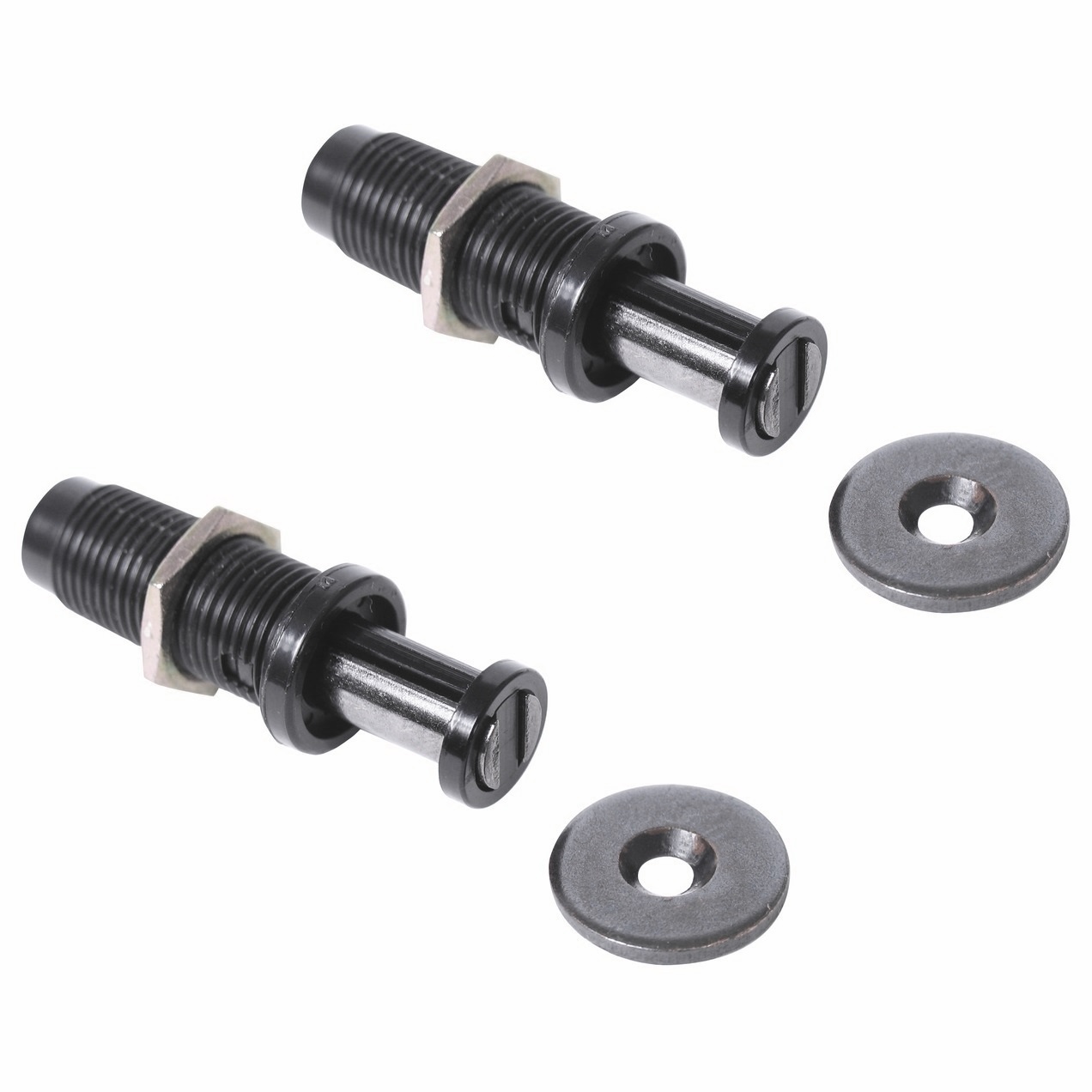 2 Stück Magnet-Druckschnäpper, mit M11 Gewinde, inkl. M11 Mutter und Gegenplatte PM-4N HB von Sugatsune. Produktbild