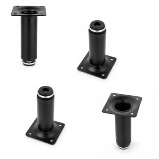 4 pezzi piede di mobili di alta qualità, in acciaio, superficie: nera, 100 mm (3-15/16"), 06.09.412-0. Robusta base di mobili per divani, poltrone, armadietti, commodi, credinate, tavoli, tavolini e molto altro, di SISO Danimarca
