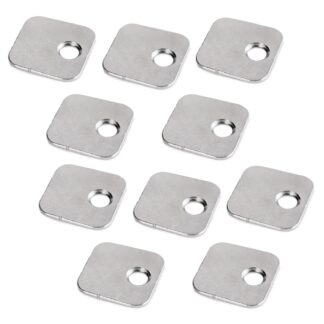 Contropiastra quadrata da 10 pezzi con foro decentrato, superficie: nichelata, 20 mm (25/32"), 1050007. controparte con perforazione sfalsata lateralmente per chiusure magnetiche, push-to-open e molto altro, di EMUCA