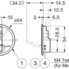Gancio pieghevole a molla tonda di alta qualità per incasso, superficie: cromato, 64 mm (2,6"), NF-R64-CR. Gancio pieghevole rotondo con chiusura automatica, per mininyhouse, camper, roulotte, yacht, treno, aereo, autobus e molto altro, di Sugatsune / LAMP® (Giappone) - immagine 3