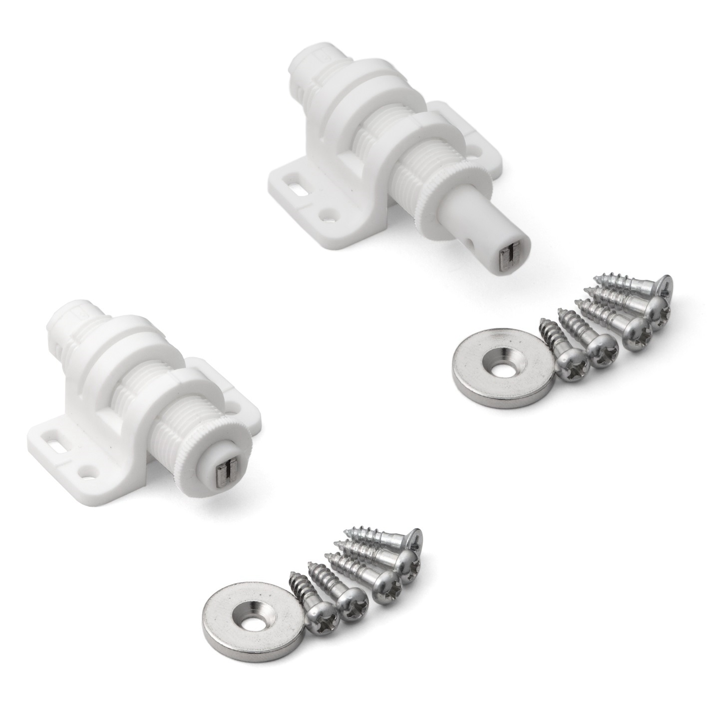 2 pezzi Snaper magnetico rotondo con opzione di regolazione, incl. contropiastra MC-25WT di Sugatsune, bianco. Immagine del prodotto