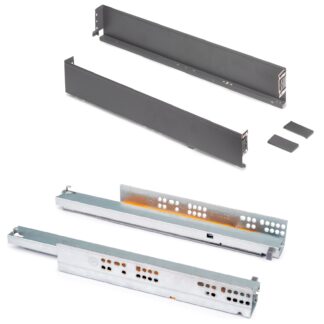 Set cassetti, con telai extra-sottili, altezza: 88 mm (3-15/32"), superficie: grigio antracite, 490 mm (19-19/64"), versione: estensione completa con chiusura soffocante, set cassetti 3275435. per mobili da cucina e molto altro, di EMUCA