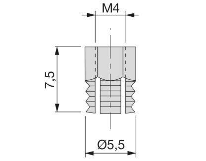 20 pezzi di manicotto ad espansione di alta qualità con filettatura interna M4 per legno, in ottone, 7,5 mm (19/64"), 9003402. Pratico inserto filettato ad espansione per parti in legno, collegamenti di mobili e molto altro, di EMUCA - immagine 2