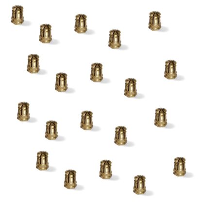 20 pezzi di manicotto ad espansione di alta qualità con filettatura interna M6 per legno, in ottone, 12 mm (15/32"), 8008202. Pratico inserto filettato per parti in legno, collegamenti di mobili e molto altro, di EMUCA
