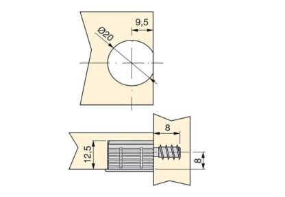20 pezzi di collegamento eccentrico stabile ⌀20 mm con flangia e rivestimento esterno ad artiglio per lamiera di spessore 16 mm (5/8"), in zama, 8470907. Robusto connettore eccentrico per il collegamento di mobili e molto altro, di EMUCA - immagine 3