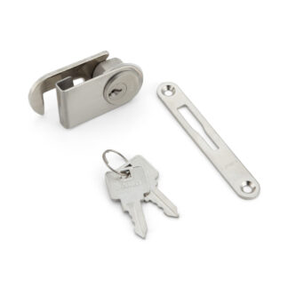 Serratura a leva del cilindro per porte in vetro, inclusa piastra di fisso, con chiave simile 2100GLK-D, di Sugatsune / LAMP (Giappone)