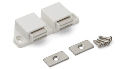 Chiusura a scatto magnetica compatta, incl. contropiastra, superficie: bianco, 25 mm (63/64"), versione: con 2 pistoncini, ML-30WW. Apriporta doppio salvaspazio per ante di mobili, ante di armadi e molto altro, di Sugatsune / LAMP® (Giappone) - immagine 4