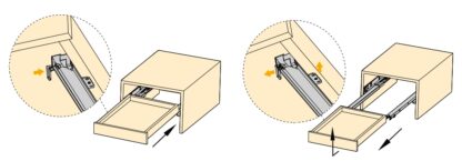 Guide sottopavimento, capacità di carico: 25 kg (56 lbs), 400 mm (15-3/4"), Design: Estrazione parziale con apertura a pressione, 3123305. Cassetti sottopavimento di alta qualità per cassetti in legno, ripiani in legno e molto altro, di EMUCA - immagine 3