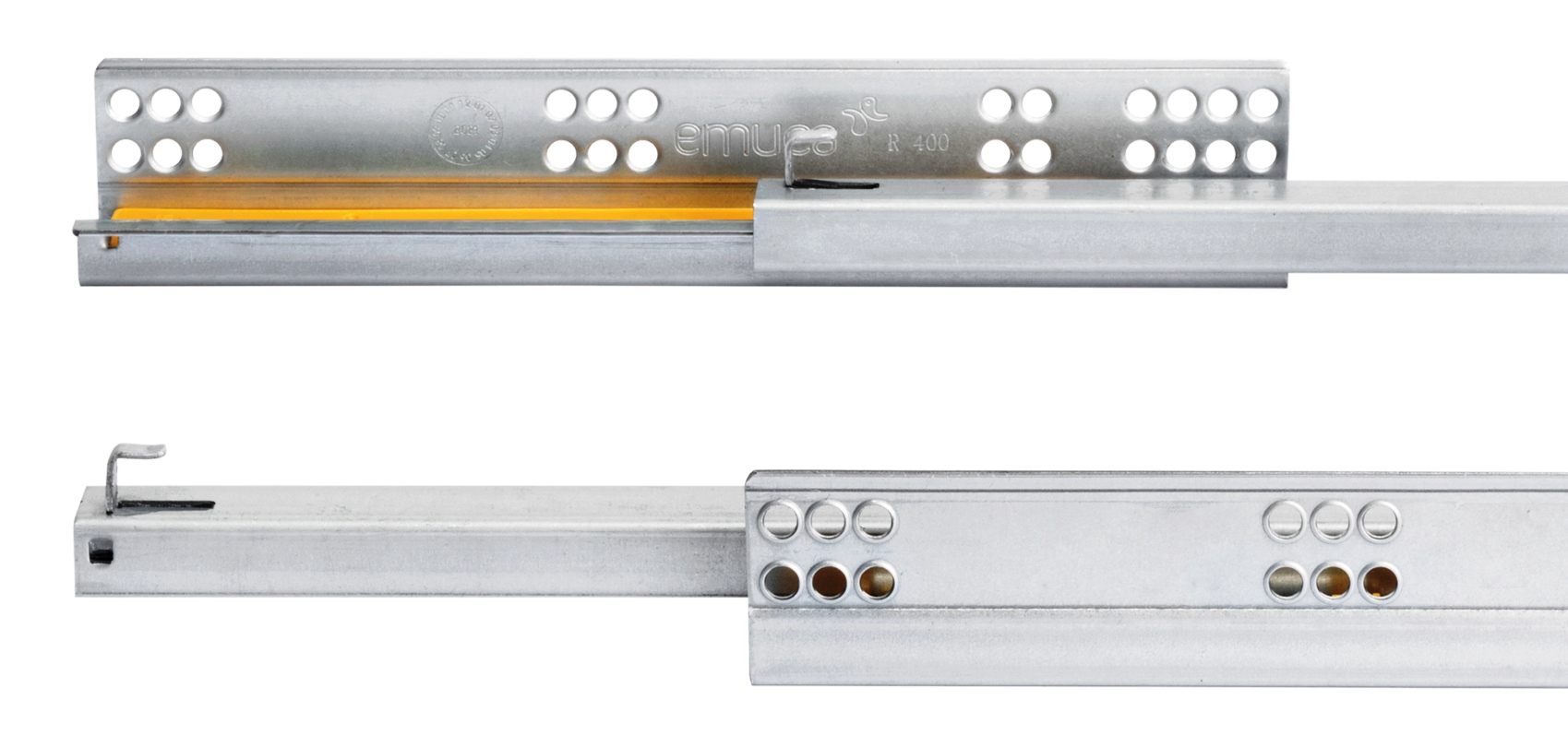 Guide sottopavimento, capacità di carico: 25 kg (56 lbs), 350 mm (13-25/32"), versione: estrazione parziale con chiusura ammortizzata, 3019205. Cassetti sottopavimento di alta qualità per cassetti in legno, cassetti in legno, ripiani in legno e molto altro, di EMUCA - immagine 5