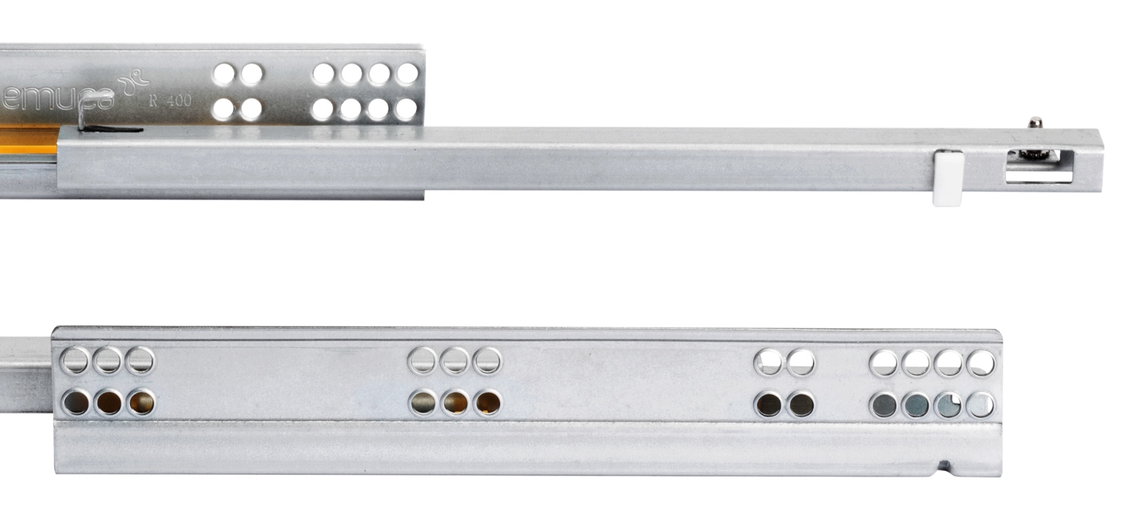 Guide sottopavimento, capacità di carico: 25 kg (56 lbs), 350 mm (13-25/32"), versione: estrazione parziale con chiusura ammortizzata, 3019205. Cassetti sottopavimento di alta qualità per cassetti in legno, cassetti in legno, ripiani in legno e molto altro, di EMUCA - immagine 4